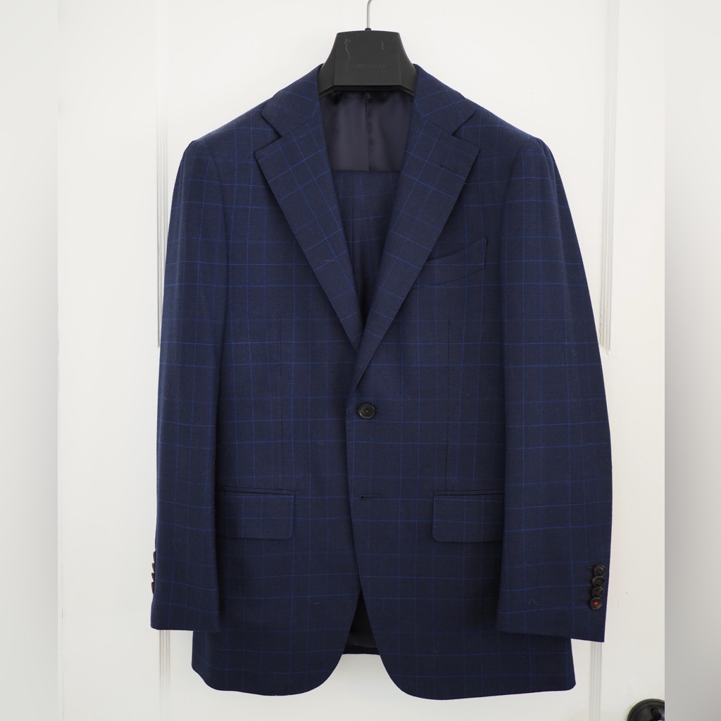 Suitsupply La Spalla Navy Check Suit Colombo Super 130s Wool